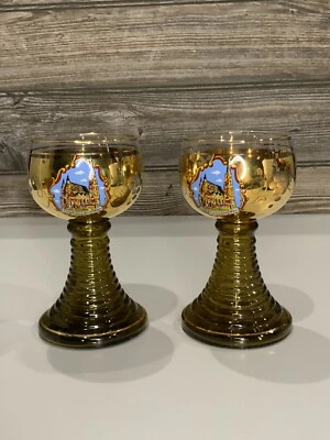 Juego de 2 copas de vino alemanas de panal con vástago acanalado de aperitivo - Stephansdom Wien Foto 1 de 4