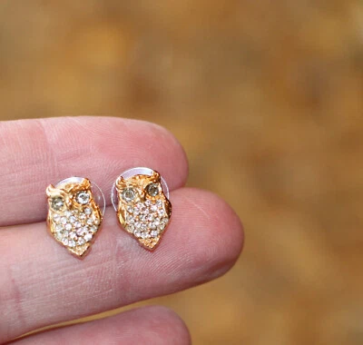 Pendientes Kate Spade New York Post pavé búho tachuelas cristales chapados en oro Foto 1 de 4