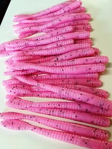 3.5 IN Paddle Tail (BUBBLE GUM PEPPER)-drop shot/Finesse Worms -HEAVY GARLIC 30 - Picture 1 of 2