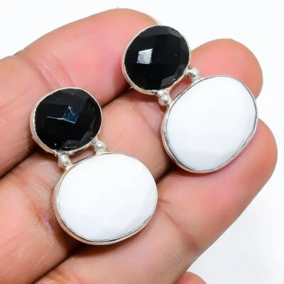 Brinco de prata esterlina 925 coral branco espinélio 1,06" O686 - Imagem 1 de 4