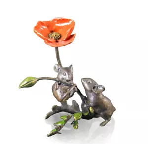 Estatuilla de bronce fundido de Richard Cooper ratones con amapola Hot Edición limitada 1184 - Imagen 1 de 4