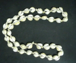 Vtg Tiny Cowrie Sea Shells Bead Necklace 34" Long Preowned - Picture 1 of 1