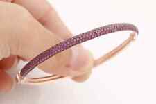18K Rose Gold Over with Pink Ruby Perfect Turkish Bangle Women Gift 7.5"Bracelet