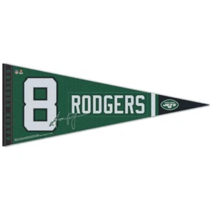 AARON RODGERS #8 NEW YORK JETS ROLL UP FELT PREMIUM PENNANT 12"x30" WINCRAFT - Picture 1 of 1