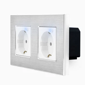 Toma de corriente WLAN 2x Schuko toma de corriente combinada WiFi Smart Tuya aluminio Luxury-Time - Imagen 1 de 8
