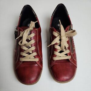 Ladies Remonte Red Leather Casual Lace Up Shoes R4717-35 Size 38 US 7-7.5