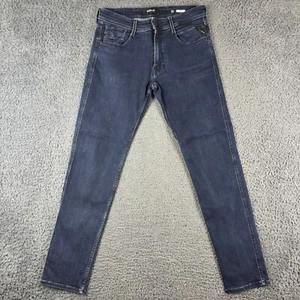 Replay Jeans Mens W32 L32 Blue Anbass Denim Tapered Zip Slim Hyperflex Stretch - Picture 1 of 9