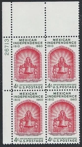 US Scott #1157, Plate Block #26713 1960 Mexican Independence FVF MNH Upper Left - Picture 1 of 1