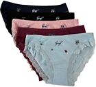 5 Women Bikini Panties Brief Floral Hipster Cotton Underwear (#6865)
