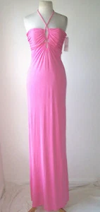 DAVID MEISTER Pink Jersey Cut Out Braided Strap Maxi Dress Gown 2 or 12 - Picture 1 of 4
