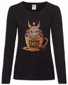 Magic Coffee Damen Langarm T-Shirt Caffeine Fun Geek Nerd Chemistry Witch - Picture 1 of 1