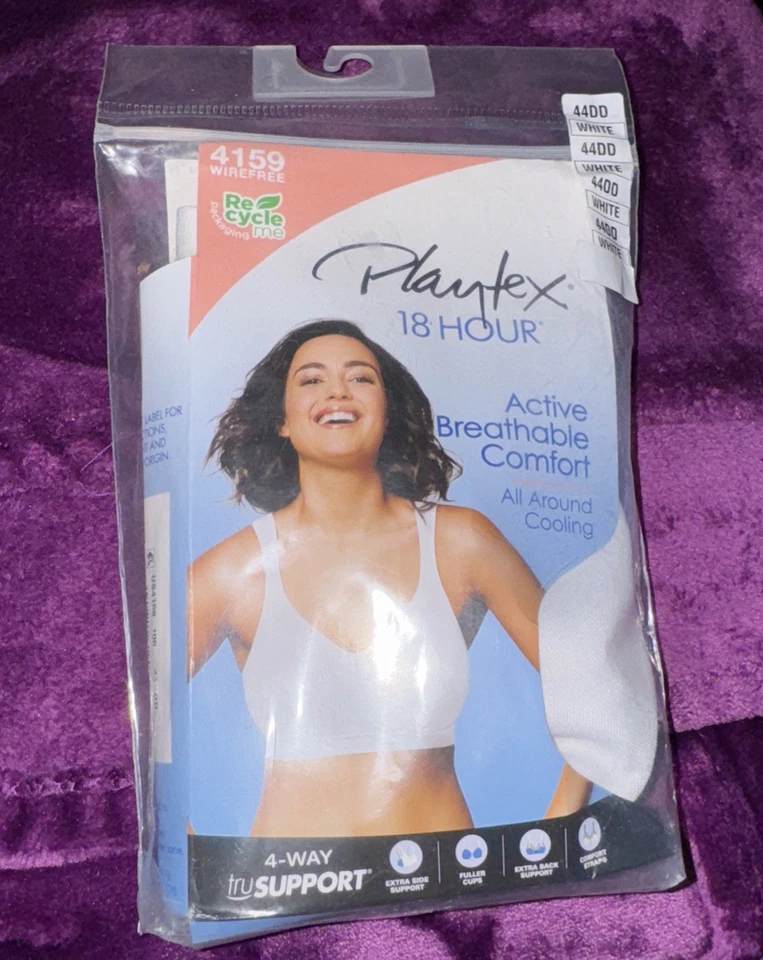 Sujetador sin aros Playtex 4159 18 horas estilo de vida activo para mujer (blanco 44DD) Foto 1 de 1