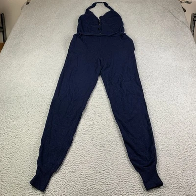 Stella McCartney Jumpsuit Womens 48 Fleece Wool Knit Navy Blue Sleeveless Button - Image 1 of 4