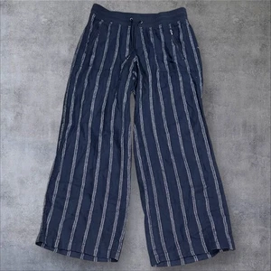 Athleta Navy Blue Striped Wide Leg Cabo Linen Pants S/400735 - Size 6 - Picture 1 of 10