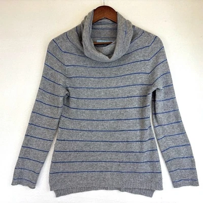 ANTONIO MELANI кашемир шерсти свитер Италии водолазка капот серый в полоску маленький - Изображение 1 из 4