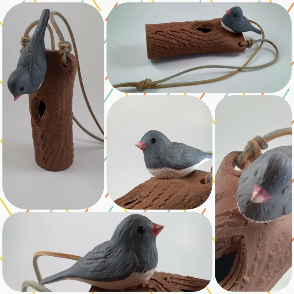 UNIQUE Bird On A Branch With Leather Strap Hanging Decor  Clay   — 第 1/4 张图片