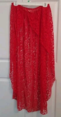 Falda de Encaje Roja Renacimiento Medieval Hippie Gitana Bohemia Graduada Frontal XL Foto 1 de 3