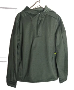 NWT Men Tek Gear Green Ultra Soft Fleece quarter Zip Hoodie Lg invisible pocket - Picture 1 of 10