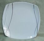 Mikasa, Something New, Square Porcelain Dinner Plate, Platinum Stripes, I Do 