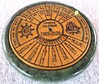 Vintage 40 Year Nautical Perpetual Calendar Office Desk Marble Brass Paperweight