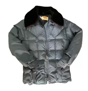 Vintage Comfy Goose Down Jacket Coat ~ Sz Med ~ Mens ~ Black Collar - Picture 1 of 14