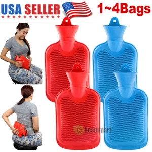 1~4Pcs Rubber Heat Hot Water Bag Cold Warmer Relaxing Bottle Bag Therapy Thick - Picture 1 of 17