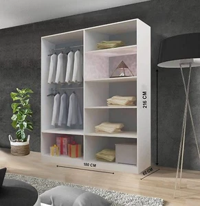 Modern Sliding Door Wardrobe with Mirror, LED Light, and Ample Storage - Picture 1 of 39