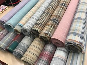 WOOLLEN CHECK UPHOLSTERY TARTAN  FABRIC 140CMS WIDE MADE FOR NEXT SOFA COVERS