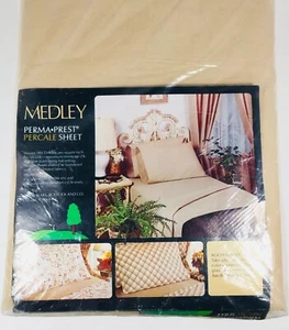 Vintage Sears Bon Bon Stripe Full Size Flat Sheet Perma Press Muslin 1980's - Picture 1 of 3