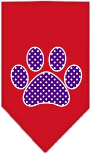 Purple Swiss Dot Paw Screen Print Dog Bandanas - Picture 1 of 1