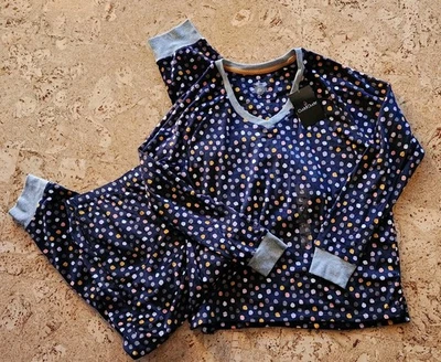 Cuddl Duds terciopelo polar cuello en V ~ manga larga azul marino confeti pijama talla L nuevo con etiquetas Foto 1 de 4