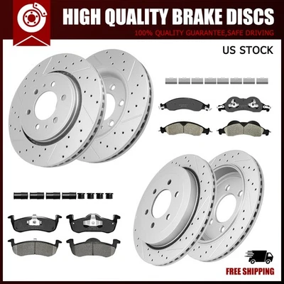 Front & Rear Drilled Brake Rotors and Ceramic Pads for 2007-2009 Ford Expedition - Image 1 of 4