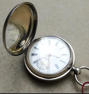 c1910 J B Dent Gents Silver Full Hunter Pocket Watch Vintage Antique - Picture 1 of 8