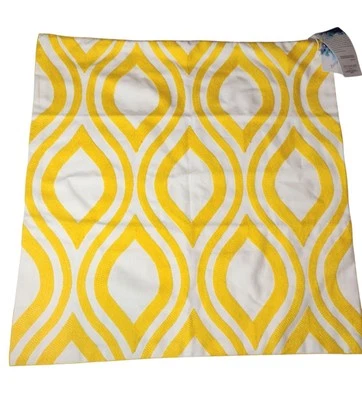 Zeroomade Embroidered Geometric Pillow Cover Yellow Boho Cotton NEW - Image 1 of 4