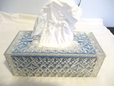 Caja Kleenex de pañuelos vintage de mediados de siglo Starburst acrílico transparente MCM atómico Foto 1 de 4