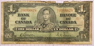 1937 Canada 1 Dollar Banknote Coyne Towers P# 58 - Picture 1 of 2