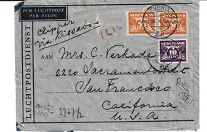1941 German Occupation Netherlands Airmail Censored Envelope Holland To USA - Picture 1 of 2