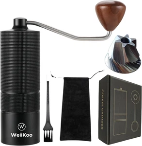 - Macinacaffè Manuale Professionale 25 G Capacità - Mole Coniche Esagonali in Ac - Foto 1 di 12