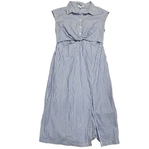 Maurice’s Women’s Dress Size L Blue And White Stripe Cut Out At Waist Midi Beach - Picture 1 of 8