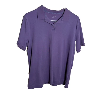 Camisa polo informal Lands' End para mujer mediana púrpura manga corta cuello algodón Foto 1 de 4