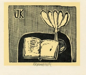Vintage Original Art Print Ex libris Bookplate by Vladimir Komarek - Picture 1 of 2