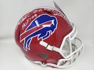 Bruce Smith Signed 3 Inscriptions Full Size Replica Throwback Helmet JSA COA BUF - Picture 1 of 4