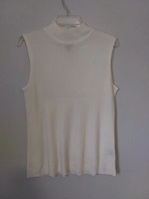 Suéter sin mangas acanalado crema liso colección 212 para mujer grande nuevo sin etiquetas Foto 1 de 4