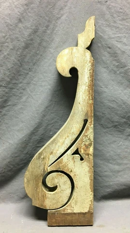One Wood Gingerbread Corbel Gray Shabby Porch Bracket Chic Vintage Old 1365-21B Cover