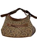 Dooney and Bourke Shoulder Handbag Hobo Heart Logo Purse Canvas Leather