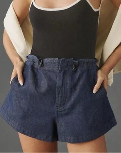 Anthropologie PILCRO Cinch Waist Denim Jean Shorts 2.5” Inseam Small Blue EUC - Picture 1 of 11