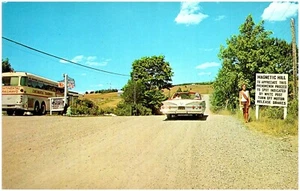 Postcard Magnetic Hill, Moncton, NB Canada, Old Impala, Bus, Girl with Sash - Picture 1 of 2