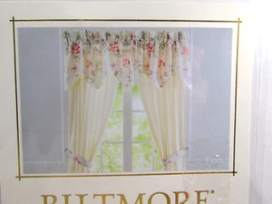Biltmore IVORY 2-Drapery Panels 43" X 84" + 3"Header w/ Rod Pocket & Tie Backs - Picture 1 of 7