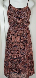 New Look 6 Dress, Orange And Black Spaghetti Strap,summer below the knee - Picture 1 of 9