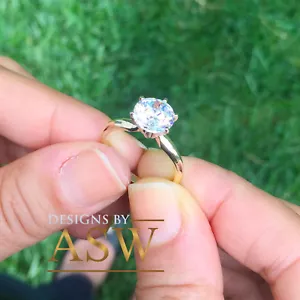 GROSSER 14K GELBGOLD RUNDSCHLIFF SIMULIERTER DIAMANT VERLOBUNGSRING BRAUT 3,00 KT - Bild 1 von 12